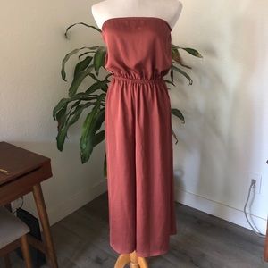 Dusty Rose colored strapless romper